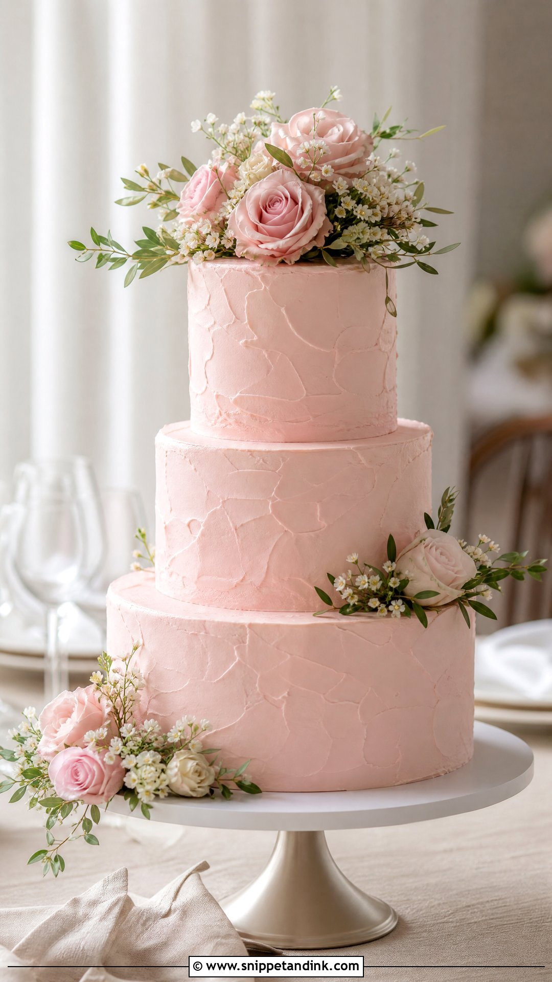Pink Buttercream Wedding Cake - Snippet and Ink - 20 Pink Wedding Cake Ideas