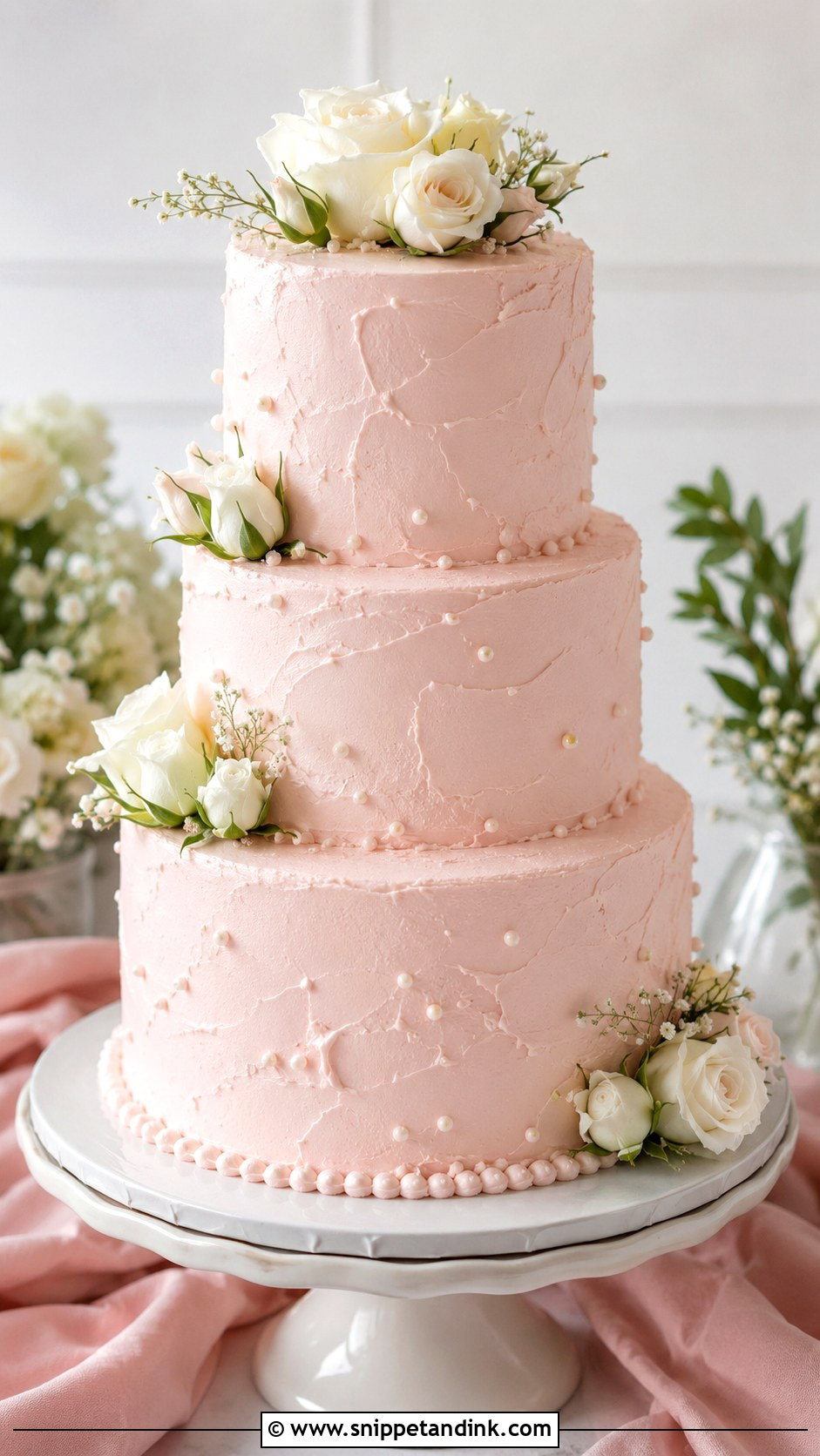 Pink Buttercream Wedding Cake - Snippet and Ink - 20 Wedding Cake Ideas with Pink Accents