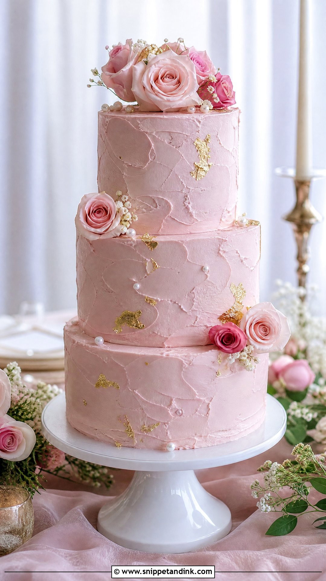 Pink Buttercream Wedding Cake - Snippet and Ink - 25 Pink Colour Cake Designs for Wedding
