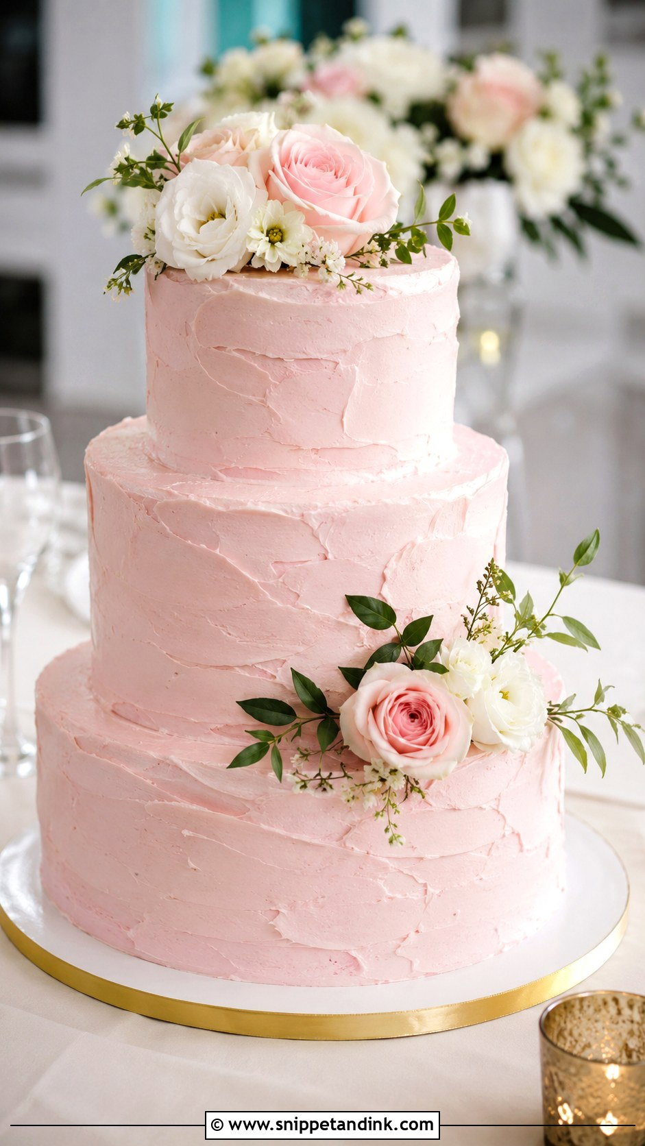 Pink Buttercream Wedding Cake - Snippet and Ink - 25 Pink Themed Wedding Cake Ideas