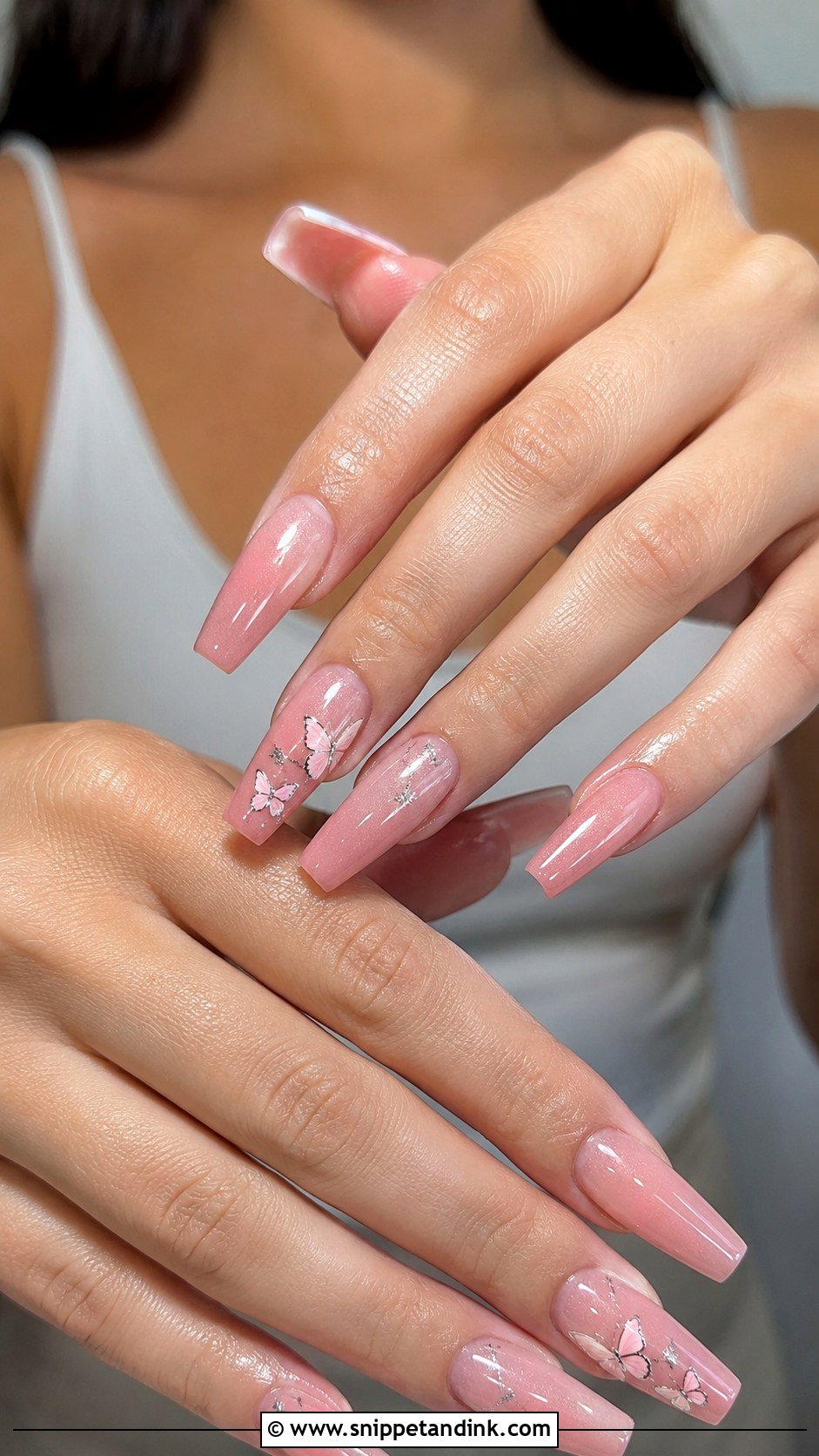 Pink Butterfly Nail Extensions - Snippet and Ink - 20 Pink Nail Extension Designs for Wedding