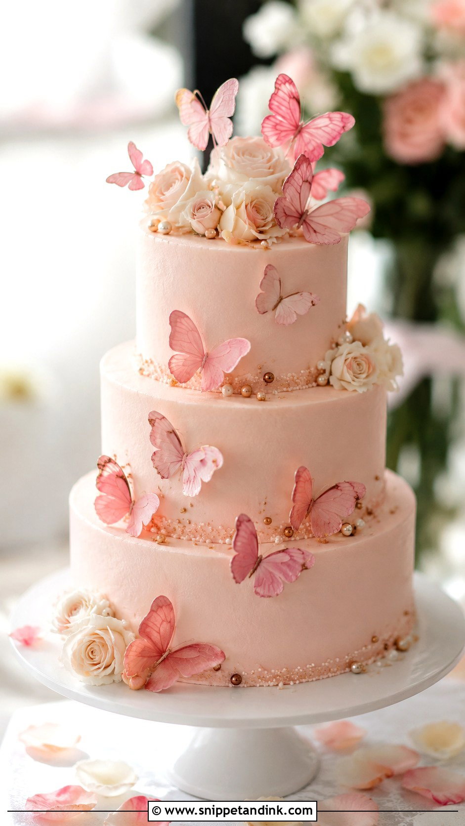 Pink Butterfly Wedding Cake - Snippet and Ink - 20 Cake Ideas with Butterfly Decorations for Wedding