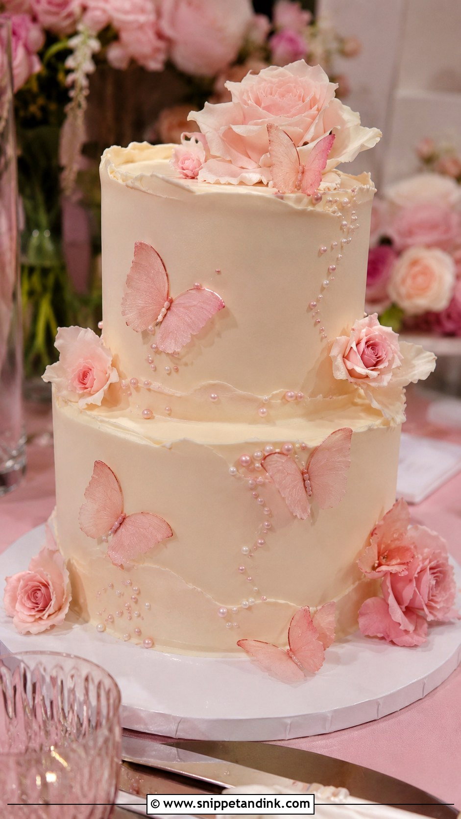 Pink Butterfly Wedding Cake - Snippet and Ink - 20 Cake Ideas with Butterfly for Wedding