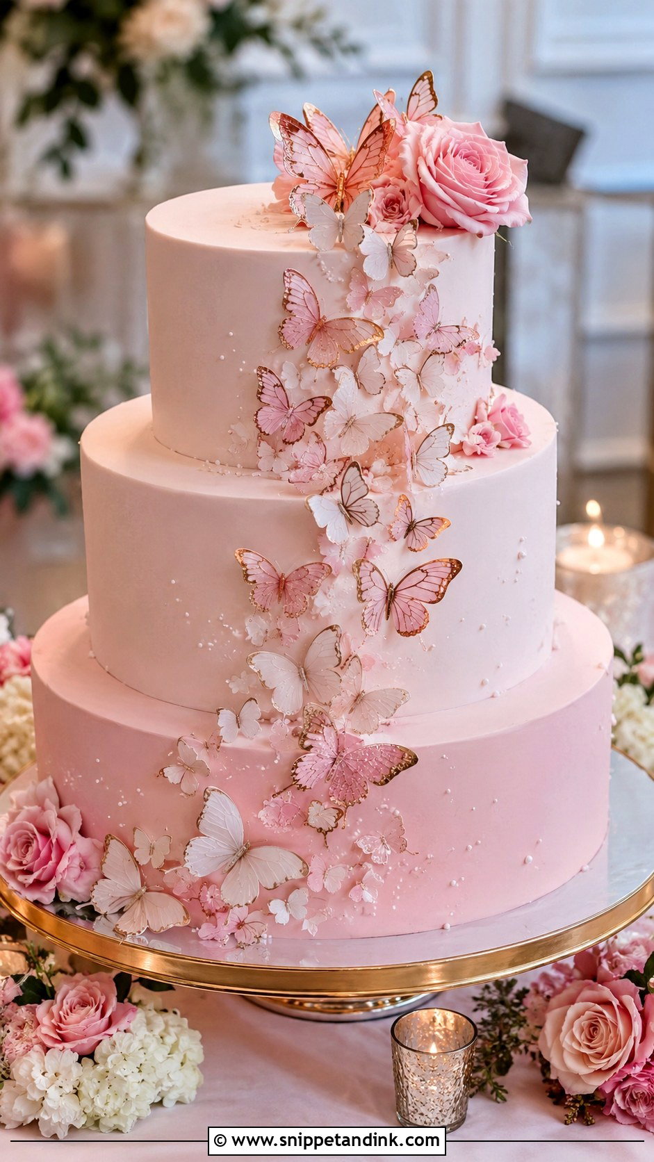 Pink Butterfly Wedding Cake - Snippet and Ink - 20 Butterfly Cake Ideas for Wedding