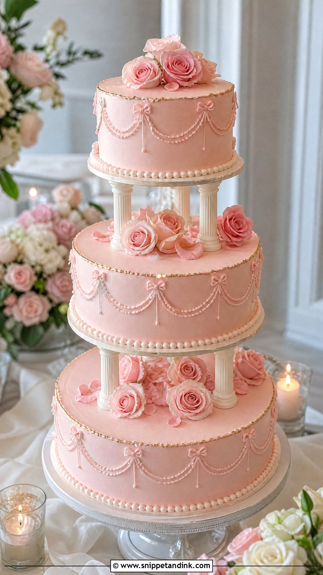 Pink Carousel Wedding Cake - Snippet and Ink - 30 Carousel Cake Ideas for Wedding