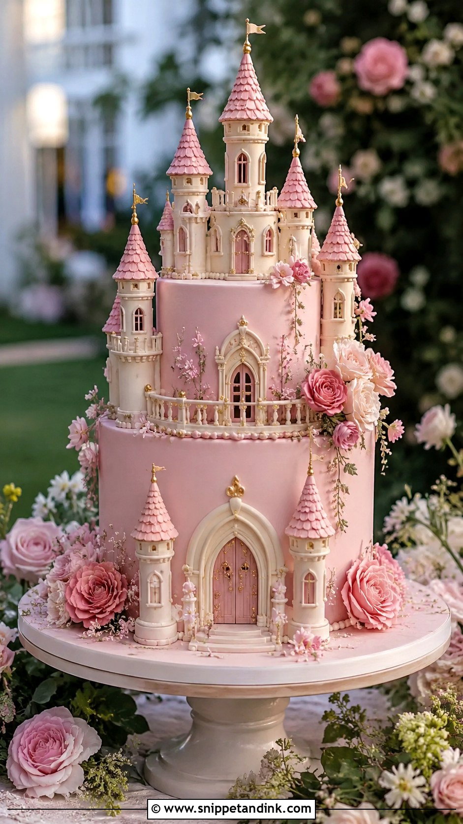 Pink Castle Wedding Cake - Snippet and Ink - 20 Castle Cakes for Wedding