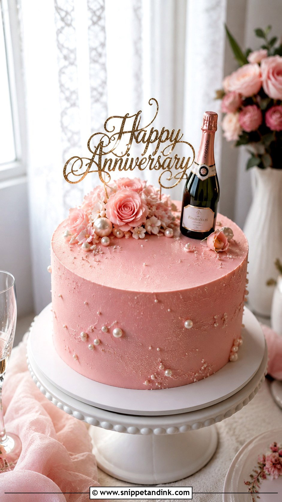 Pink Champagne Anniversary Cake - Snippet and Ink - 20 Pink Anniversary Cake Ideas