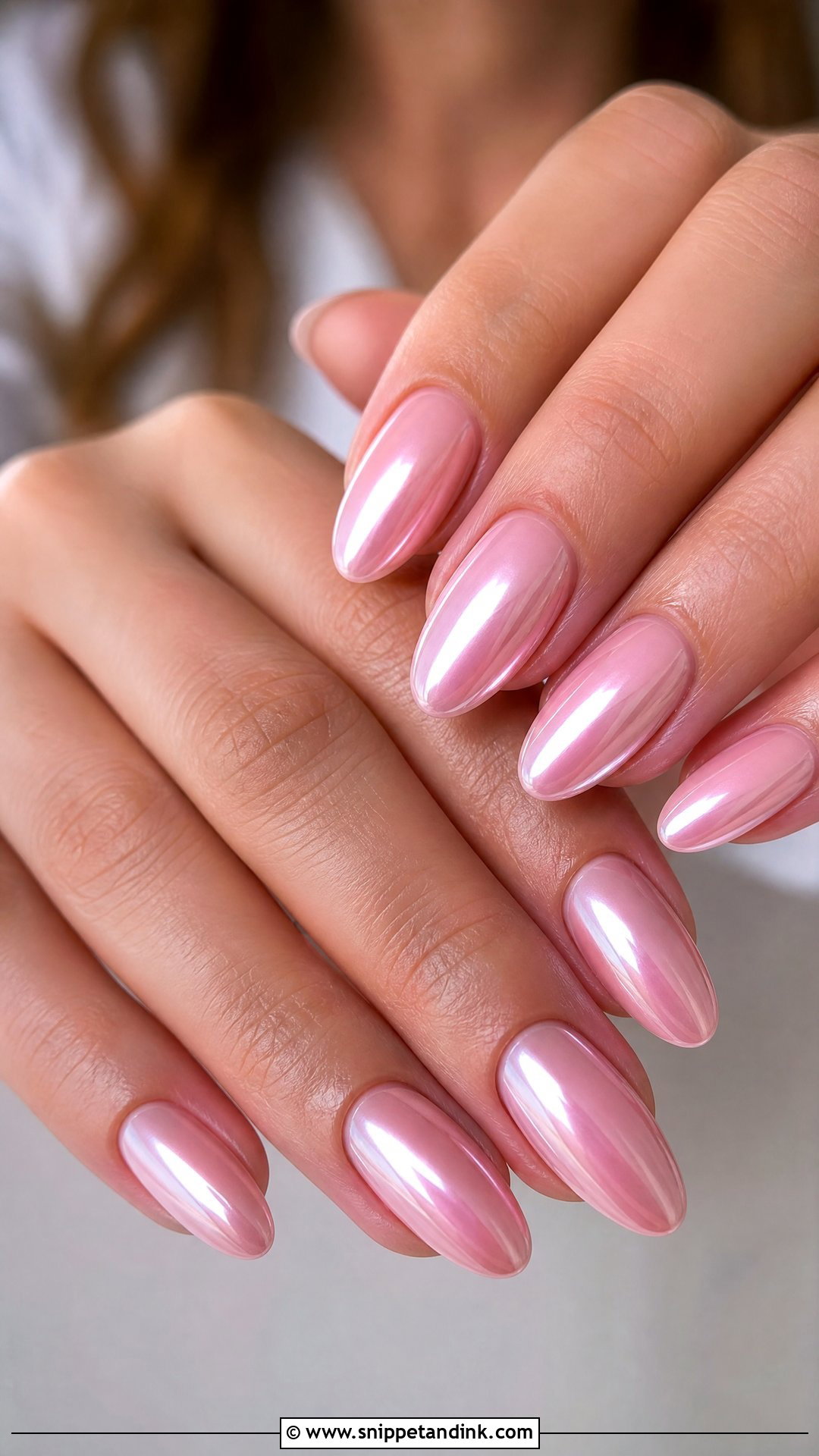 Pink Chrome Almond Bridal Nails - Snippet and Ink - 25 Almond Shape Bridal Nails