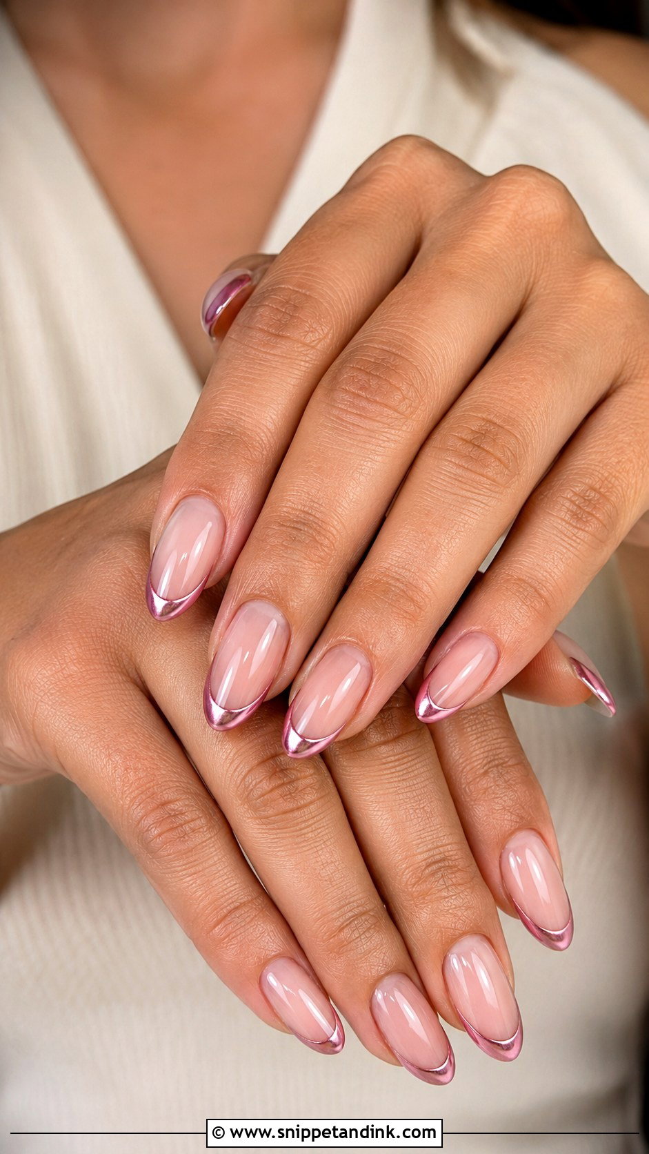 Pink Chrome French Nails - Snippet and Ink - 20 Spring Wedding Nails for Guest