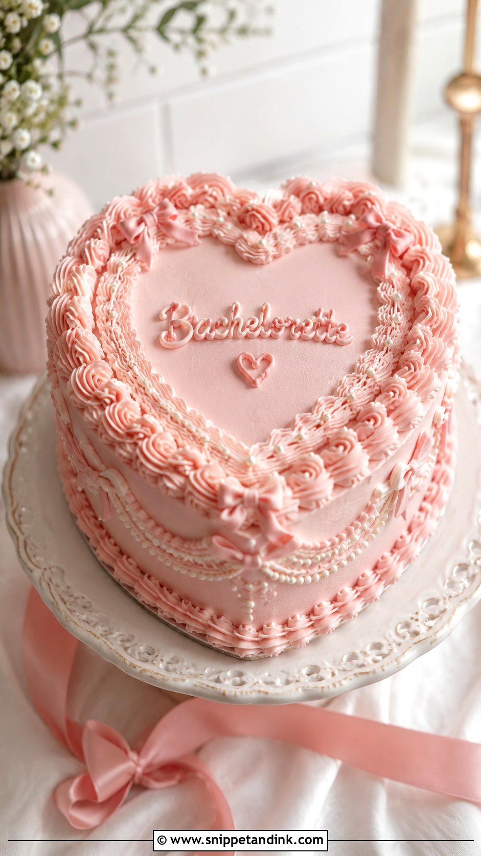 Pink Coquette Bachelorette Cake - Snippet and Ink - 25 Pink Bachelorette Party Cake Ideas for Wedding