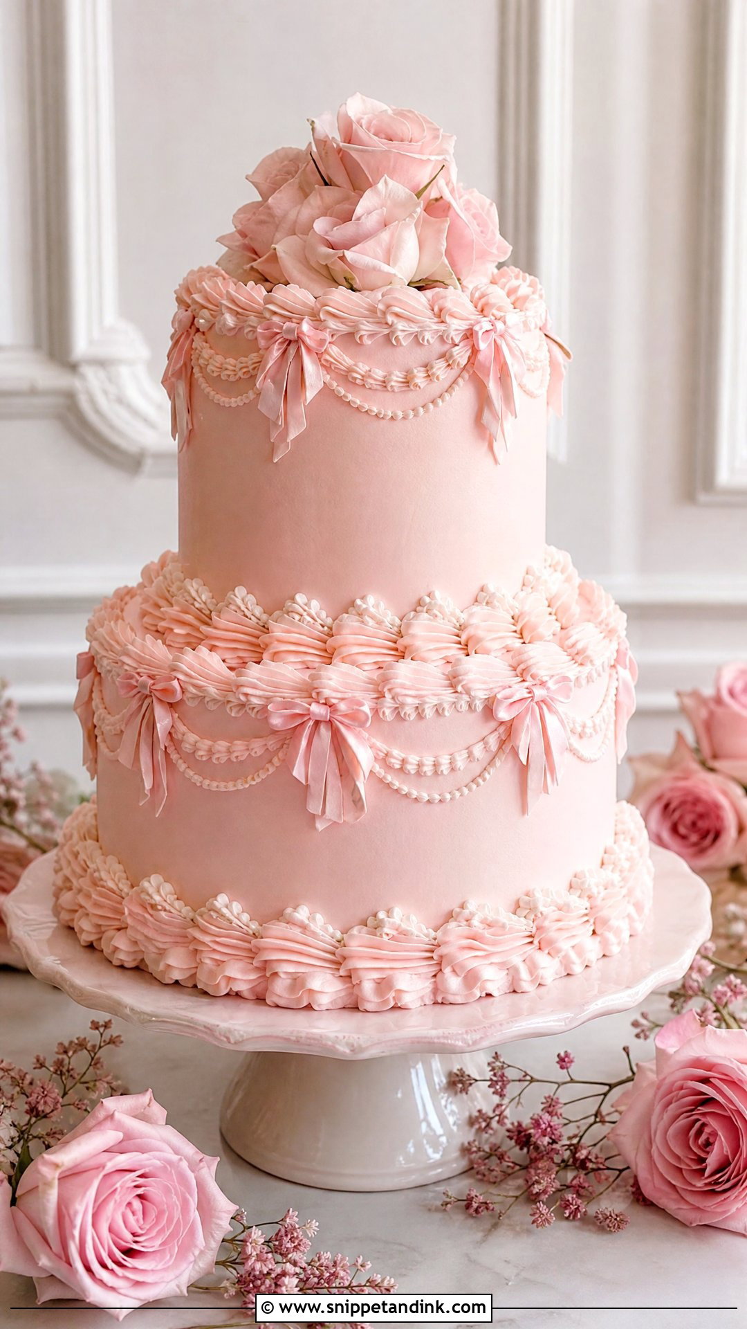 Pink Coquette Wedding Cake - Snippet and Ink - 20 Let Them Eat Cake Aesthetic Ideas for Wedding