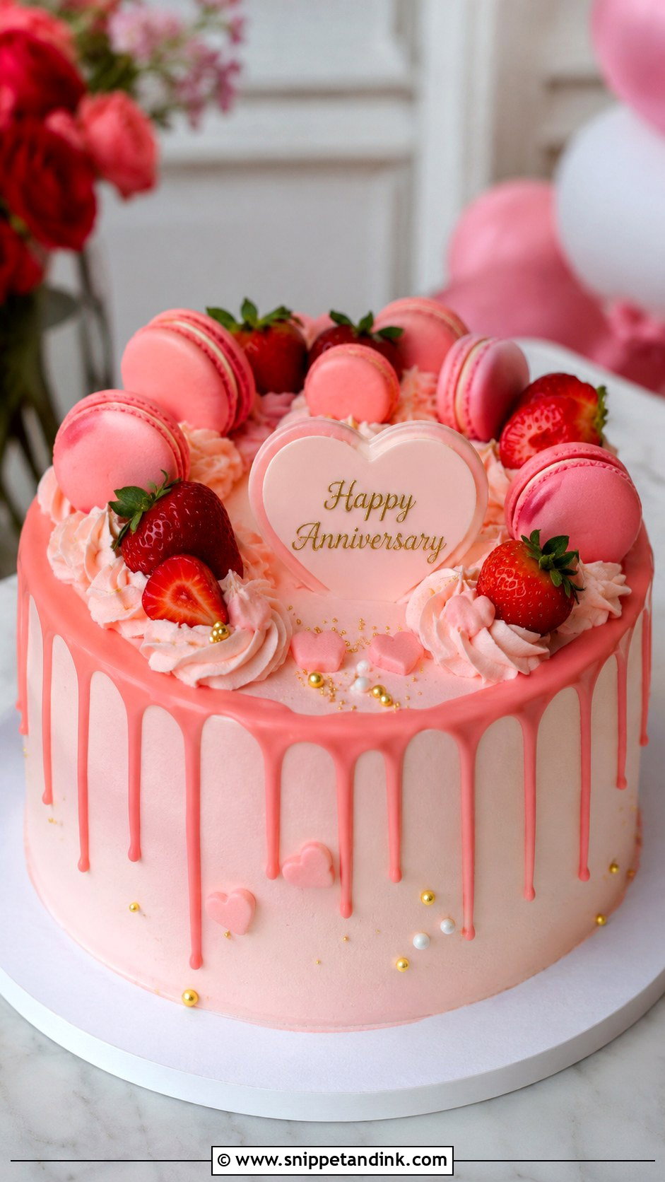 Pink Drip Anniversary Cake - Snippet and Ink - 20 Pink Anniversary Cake Ideas