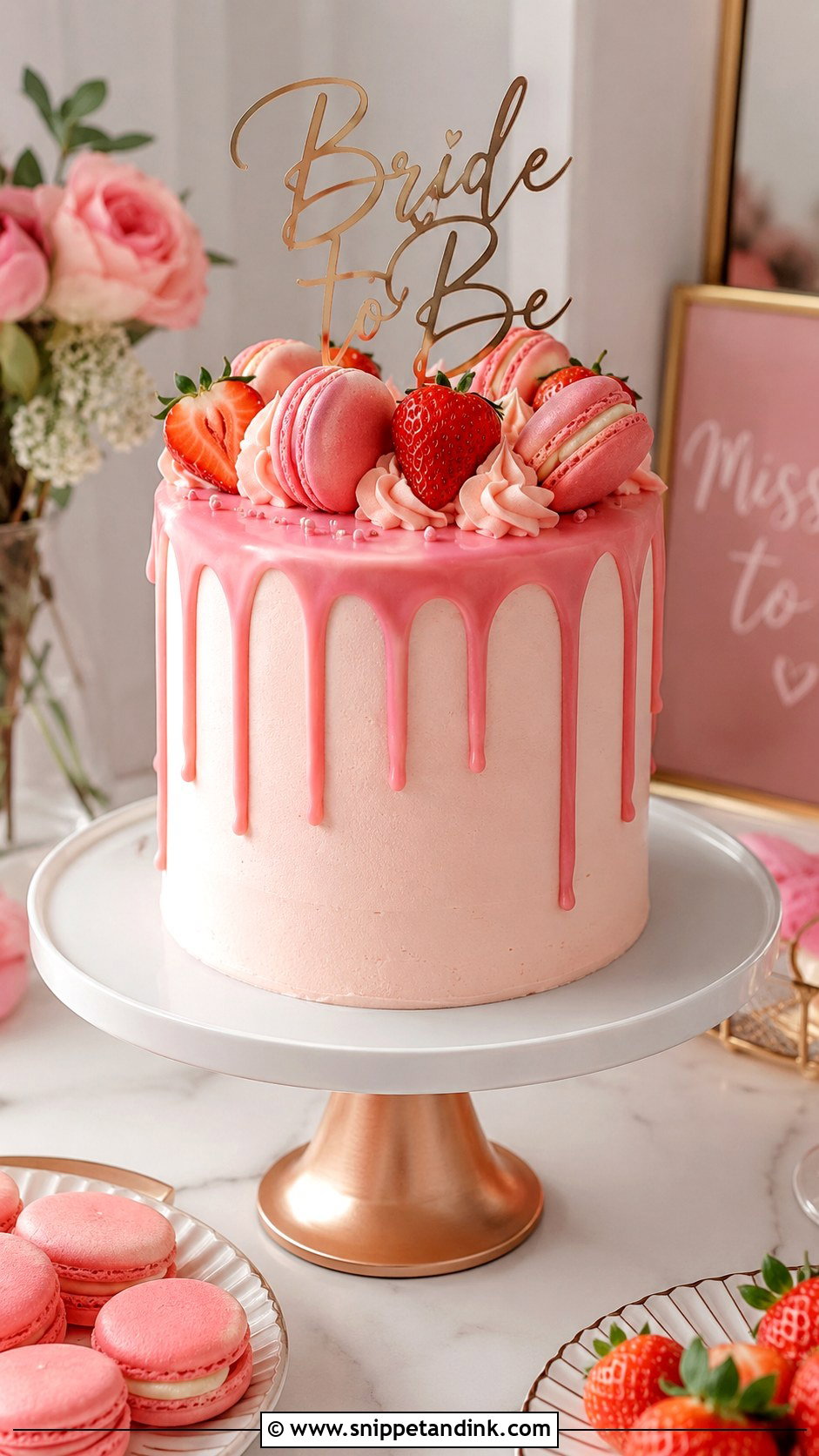 Pink Drip Bachelorette Cake - Snippet and Ink - 25 Pink Bachelorette Party Cake Ideas for Wedding