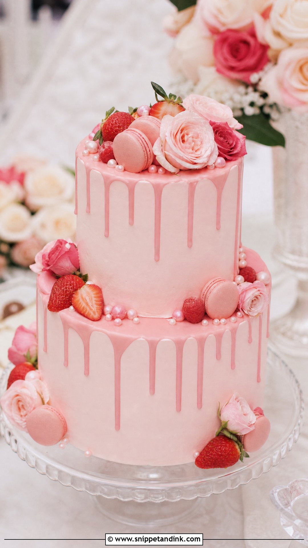 Pink Drip Wedding Cake - Snippet and Ink - 20 Pink Wedding Cake Ideas