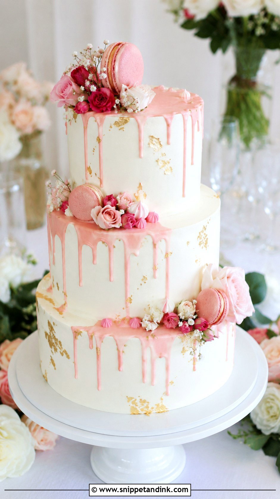 Pink Drip Wedding Cake - Snippet and Ink - 20 Wedding Cake Ideas with Pink Accents