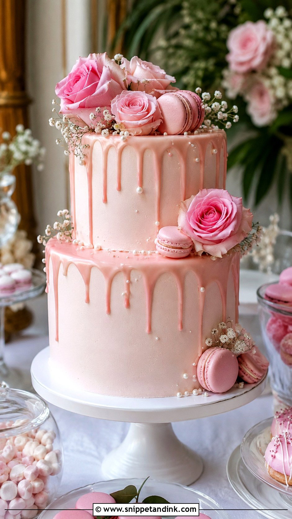 Pink Drip Wedding Cake - Snippet and Ink - 20 Elegant Pink Wedding Cake Ideas