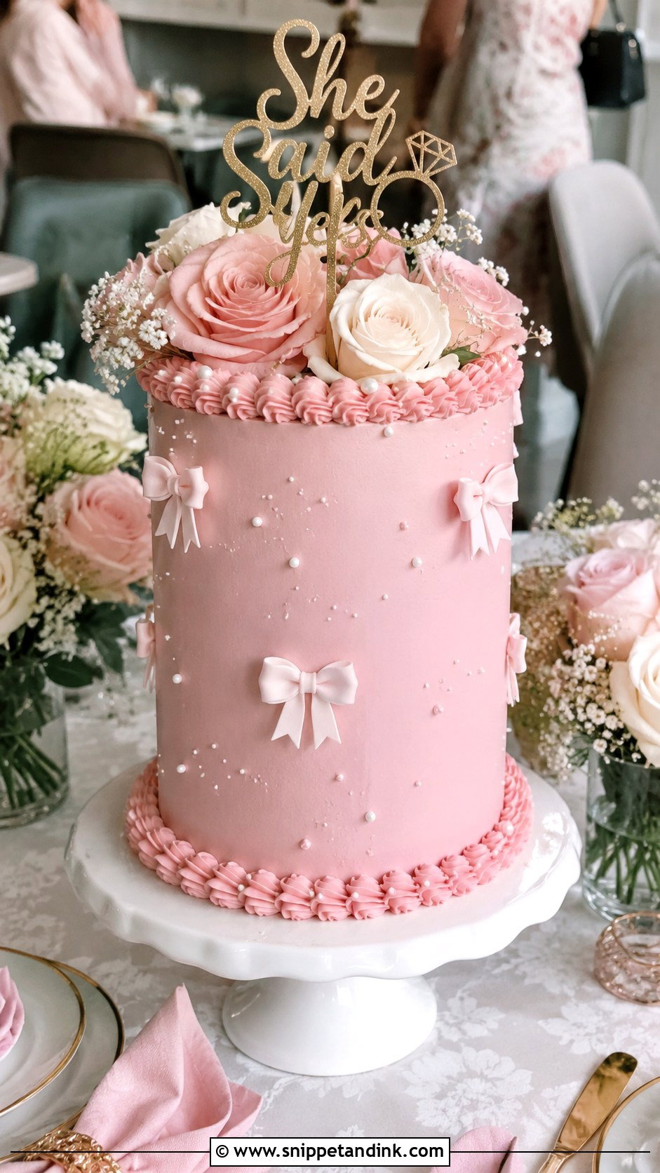 Pink Engagement Cake - Snippet and Ink - 20 Engagement Cake Images