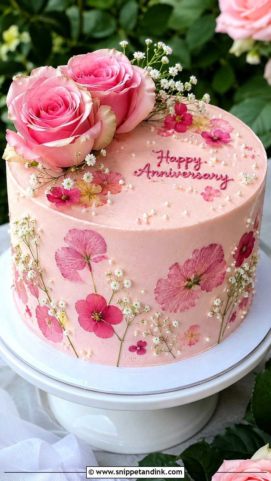 Pink Floral Anniversary Cake - Snippet and Ink - 20 Pink Anniversary Cake Ideas