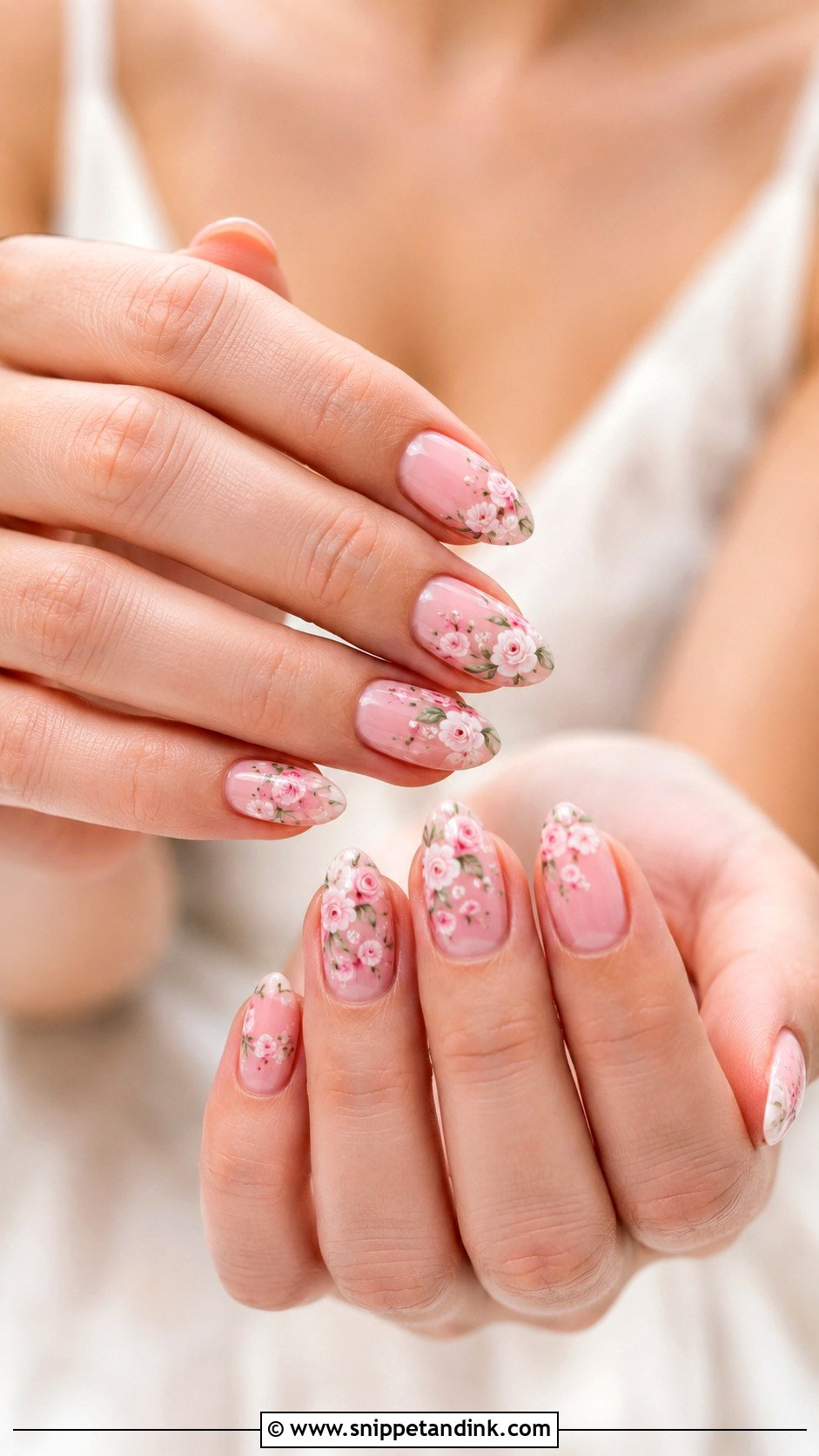 Pink Floral Bridesmaid Wedding Nails - Snippet and Ink - 20 Pink Bridesmaid Wedding Nails