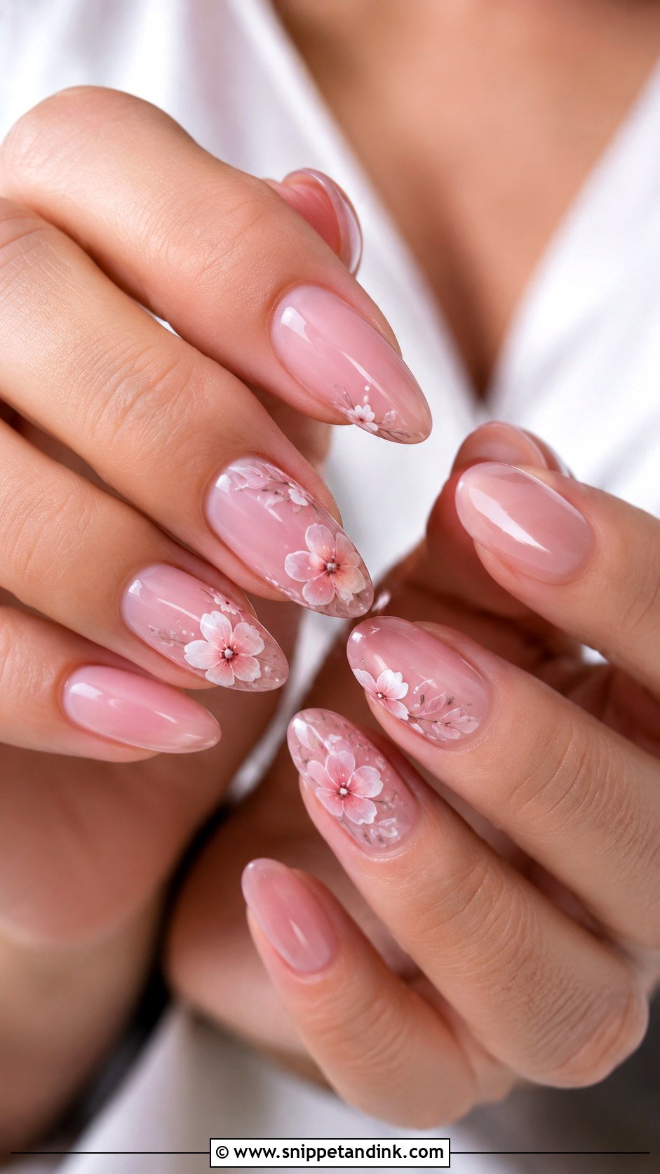 Pink Floral Nail Extensions - Snippet and Ink - 20 Pink Nail Extension Designs for Wedding
