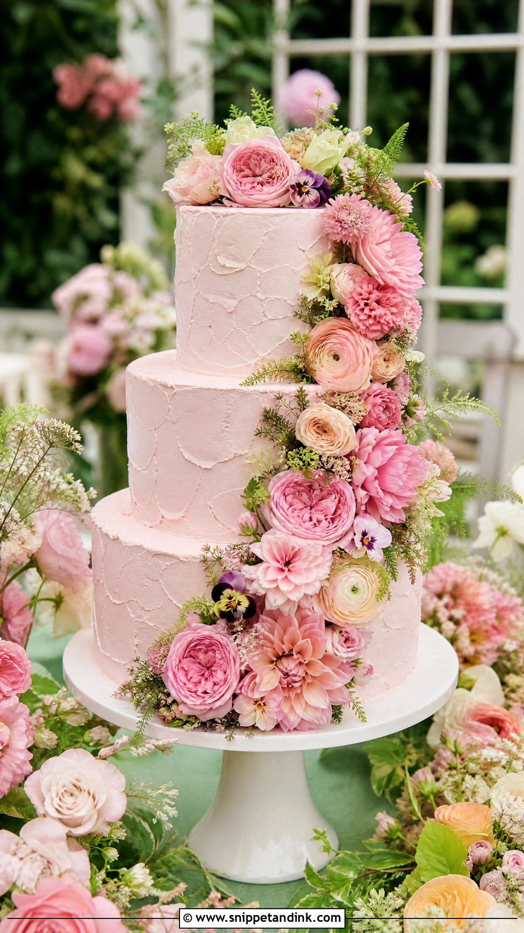 Pink Floral Wedding Cake - Snippet and Ink - 30 Pink Cakes for Wedding