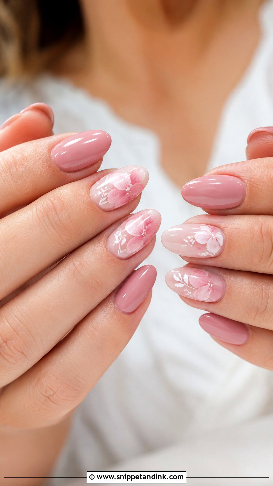Pink Floral Wedding Nails - Snippet and Ink - 20 Floral Wedding Nails for Bride