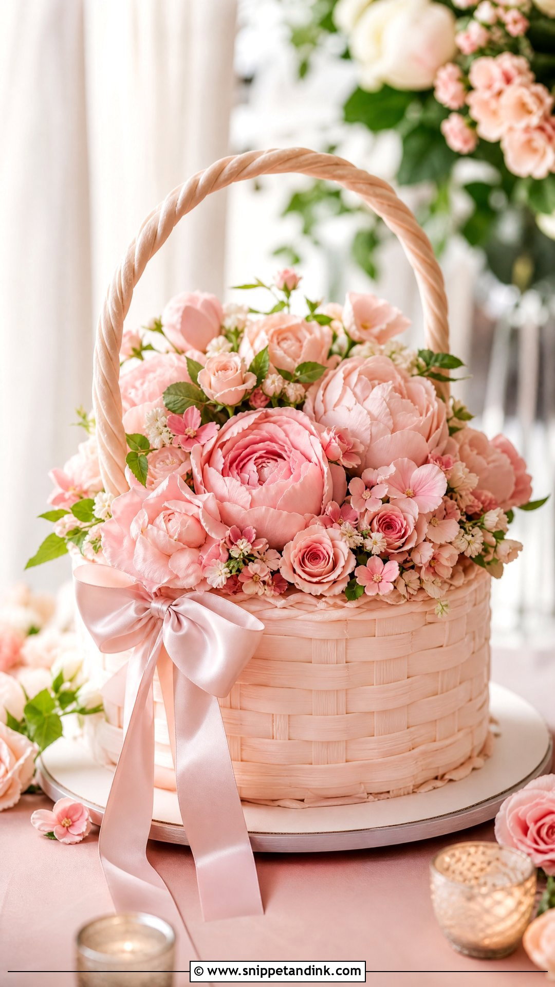 Pink Flower Basket Wedding Cake - Snippet and Ink - 25 Flower Basket Cake Ideas for Wedding