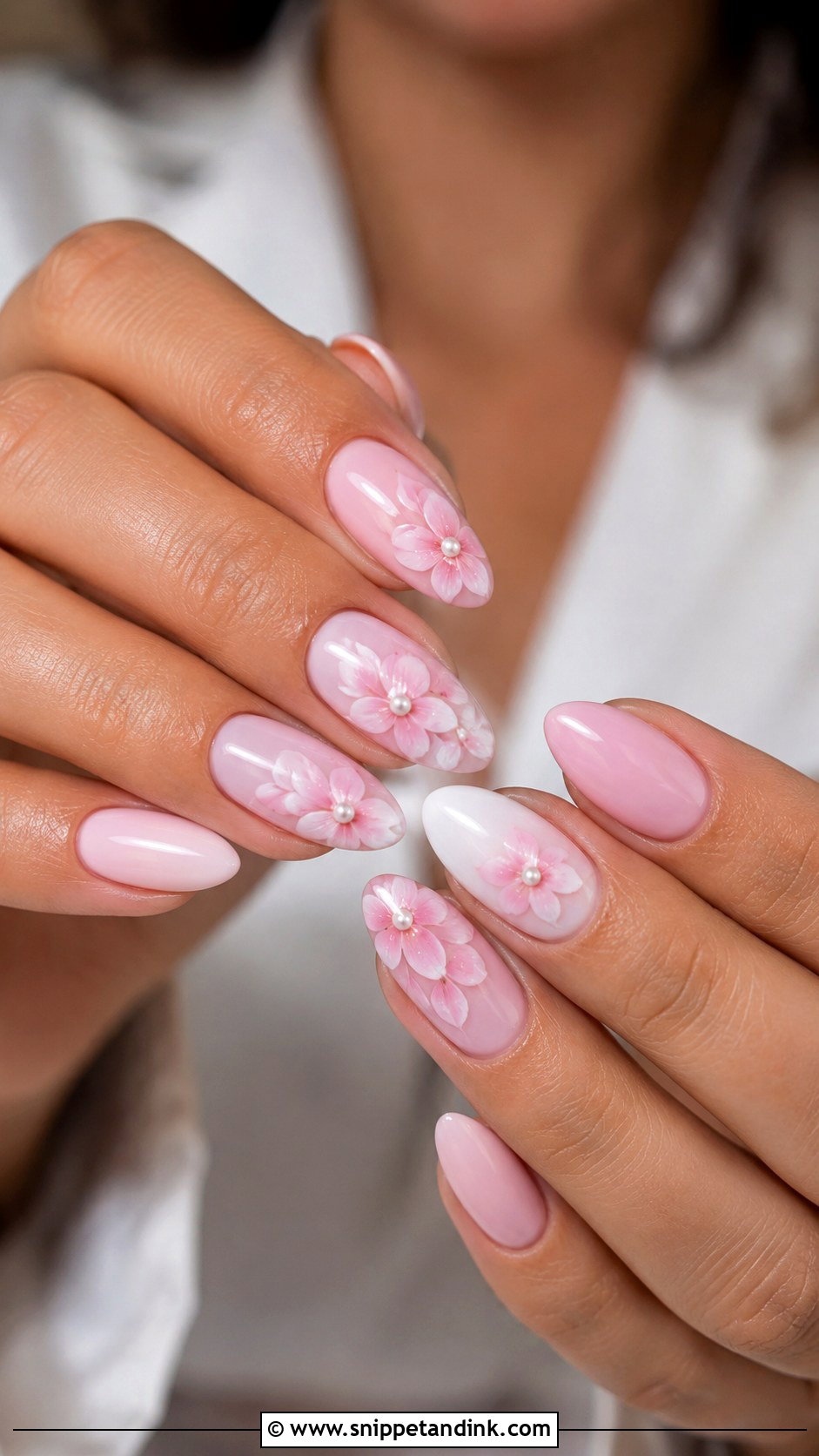 Pink Flower Wedding Nails - Snippet and Ink - 20 Flower Wedding Nails