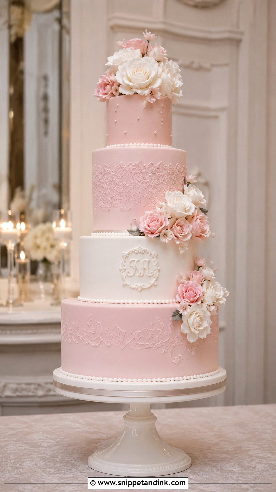 Pink Fondant Wedding Cake - Snippet and Ink - 20 Wedding Cake Ideas with Pink Accents
