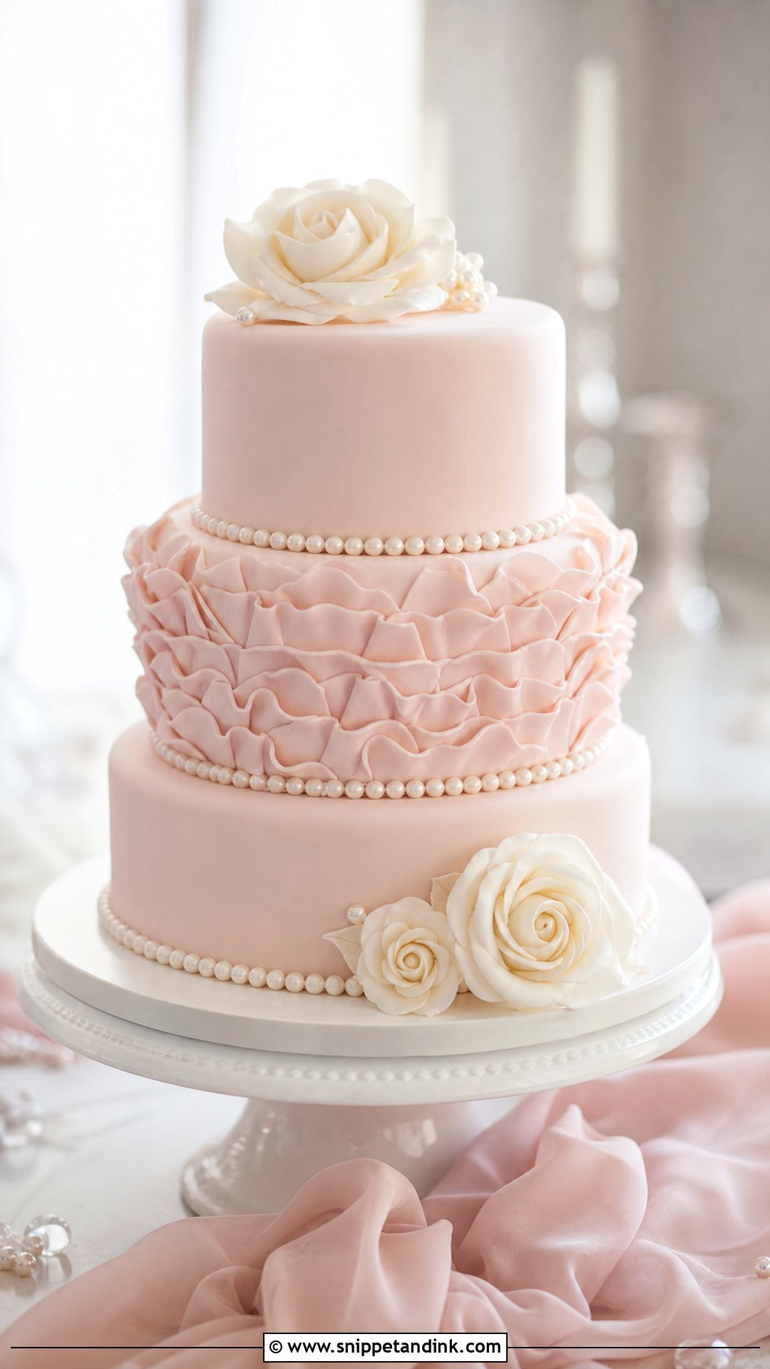 Pink Fondant Wedding Cake With Ruffles - Snippet and Ink - 20 Pink Fondant Cake Ideas for Wedding
