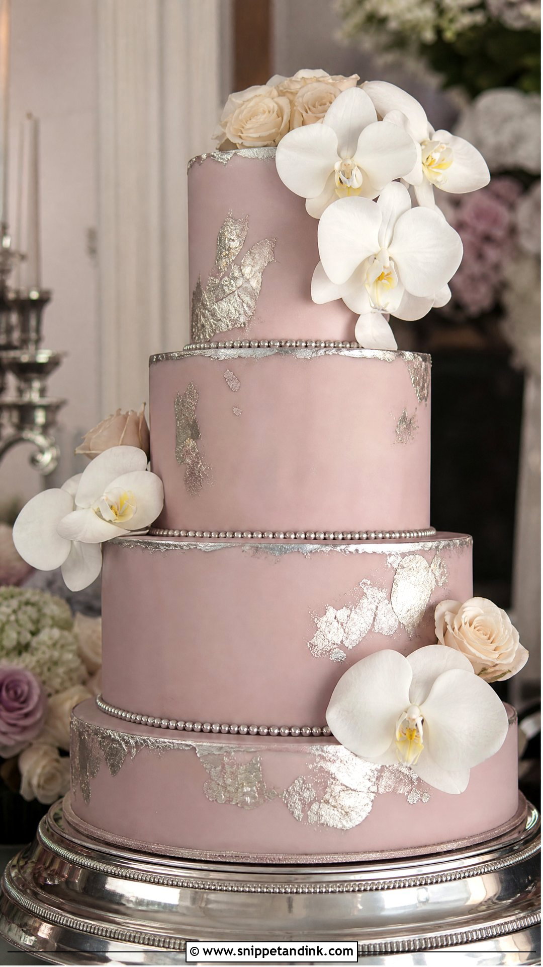 Pink Fondant Wedding Cake With Silver - Snippet and Ink - 20 Pink Fondant Cake Ideas for Wedding
