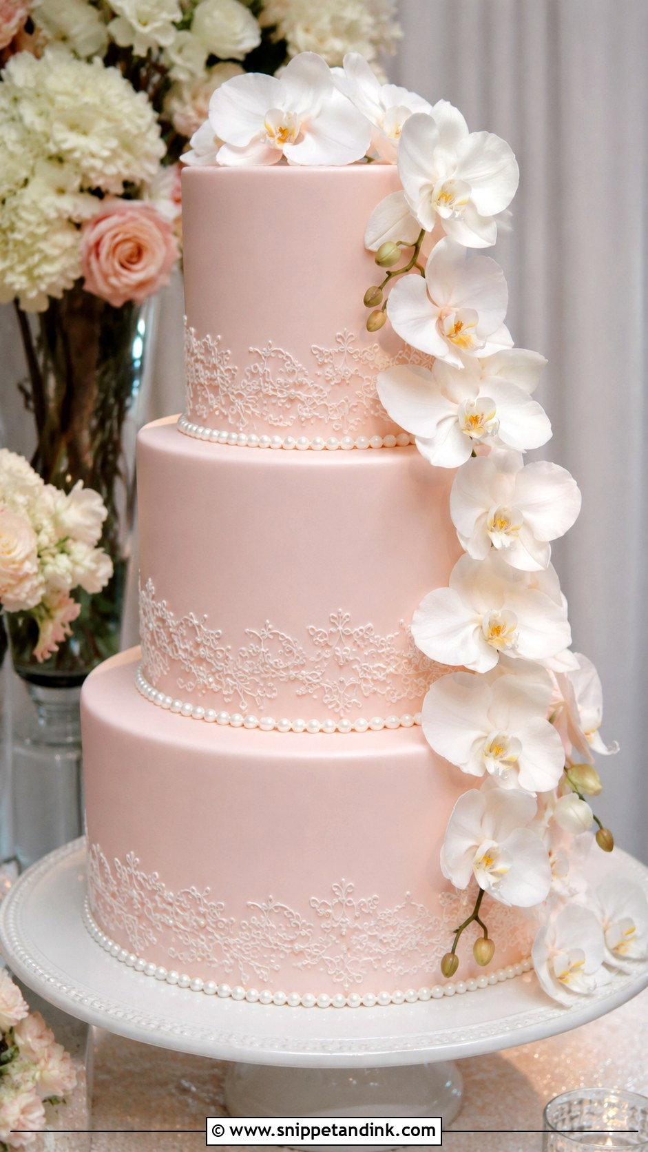 Pink Fondant Wedding Cake - Snippet and Ink - 20 Elegant Pink Wedding Cake Ideas