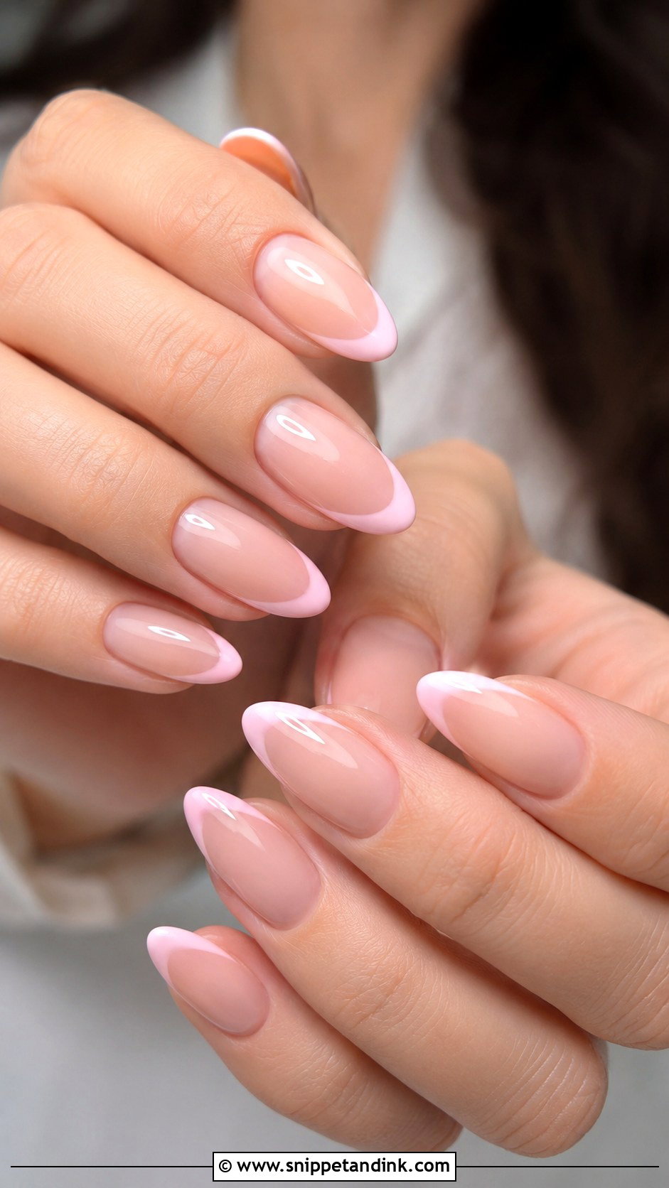 Pink French Almond Wedding Nails - Snippet and Ink - 20 Almond Wedding Nail Inspo for Bride Ideas