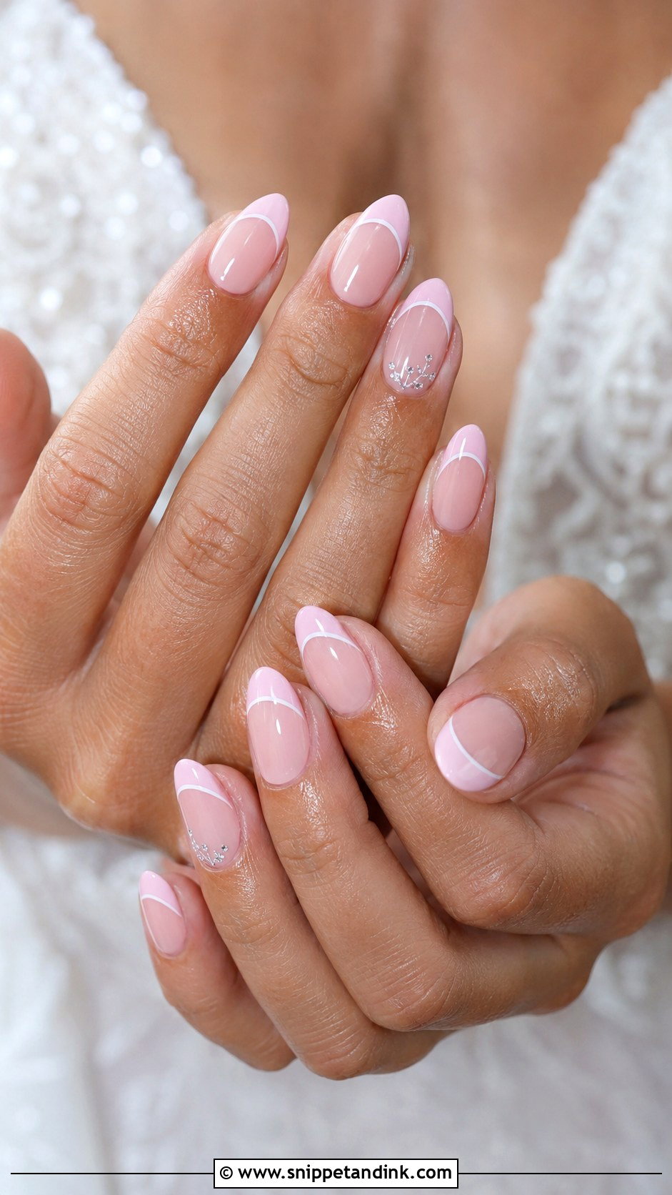 Pink French Press On Wedding Nails - Snippet and Ink - 20 Press on Wedding Nails