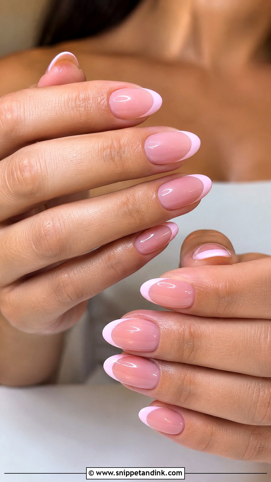 Pink French Tip Engagement Bride Nails - Snippet and Ink - 20 Nails for Engagement Bride