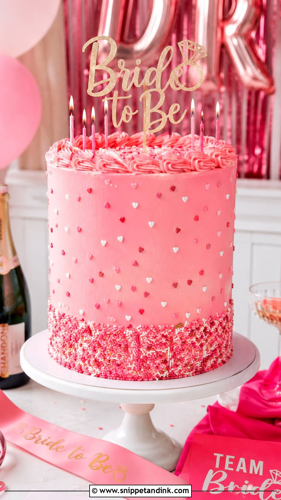 Pink Funfetti Bachelorette Cake - Snippet and Ink - 25 Pink Bachelorette Party Cake Ideas for Wedding