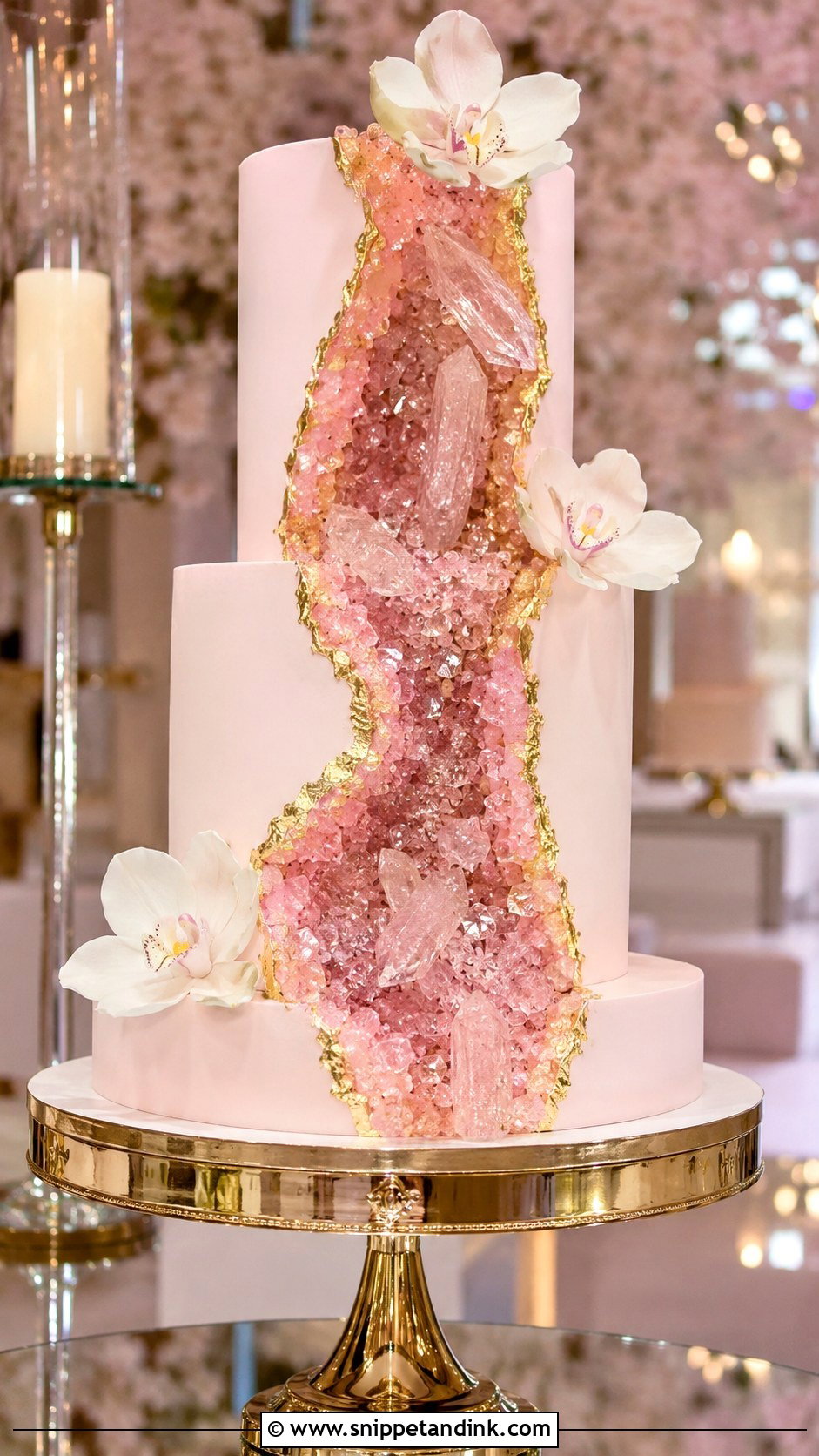 Pink Geode Wedding Cake - Snippet and Ink - 20 Elegant Pink Wedding Cake Ideas
