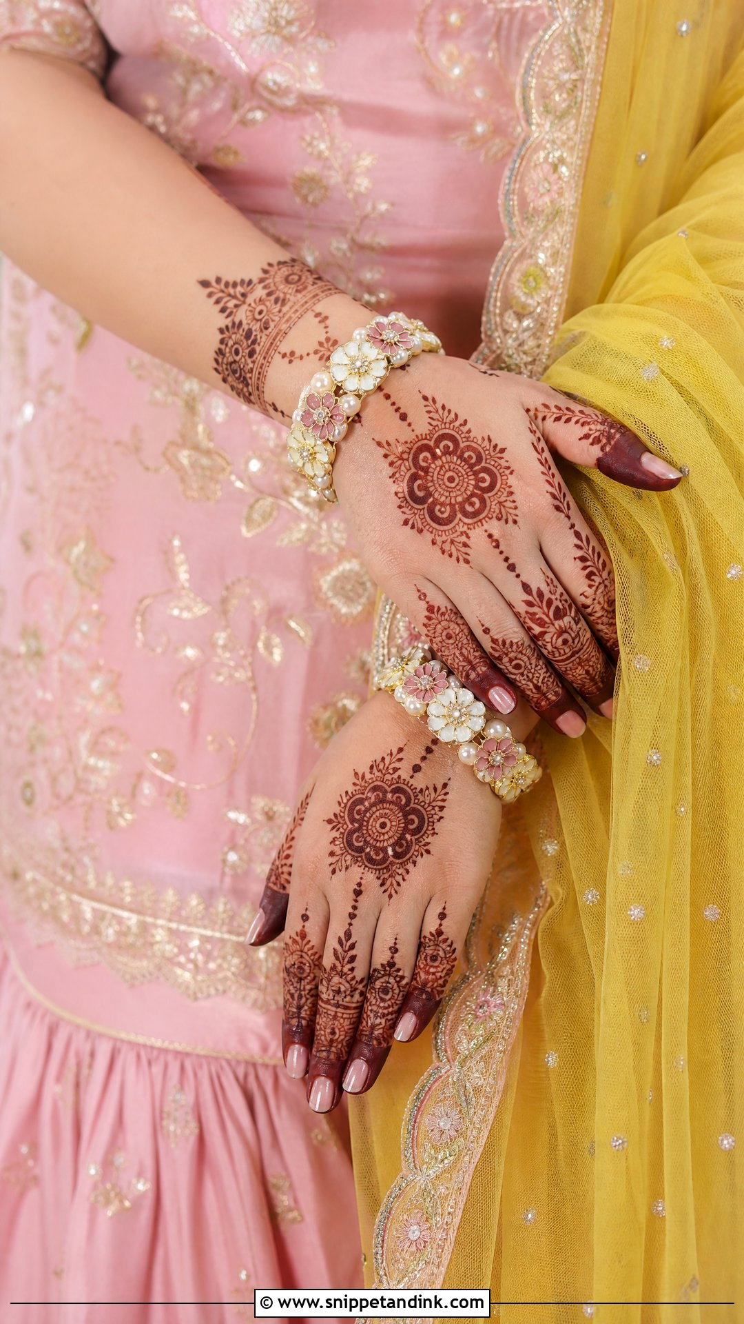 Pink Gharara With Yellow Dupatta - Snippet and Ink - 20 Yellow and Pink Haldi Outfit Ideas