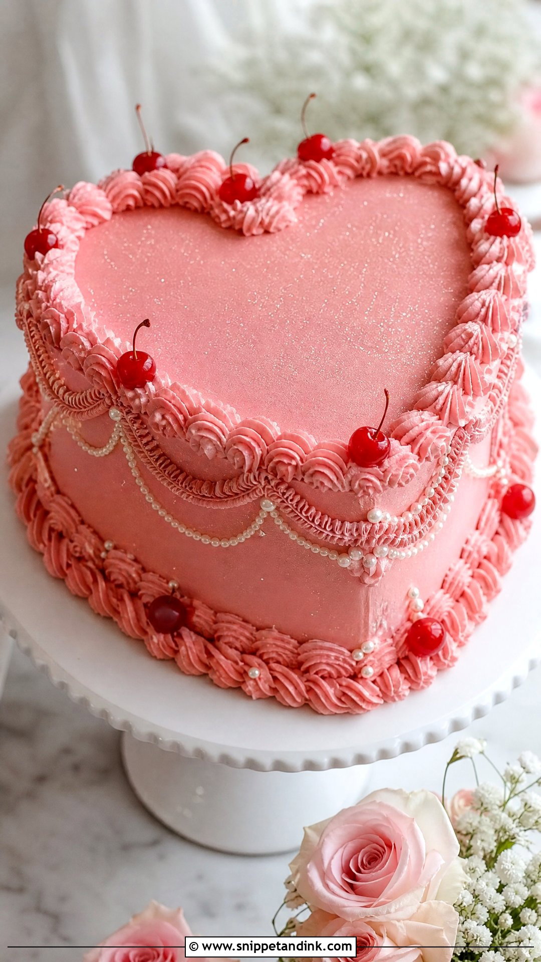Pink Glitter Heart Cake - Snippet and Ink - 25 Glitter Heart Cake Ideas for Wedding