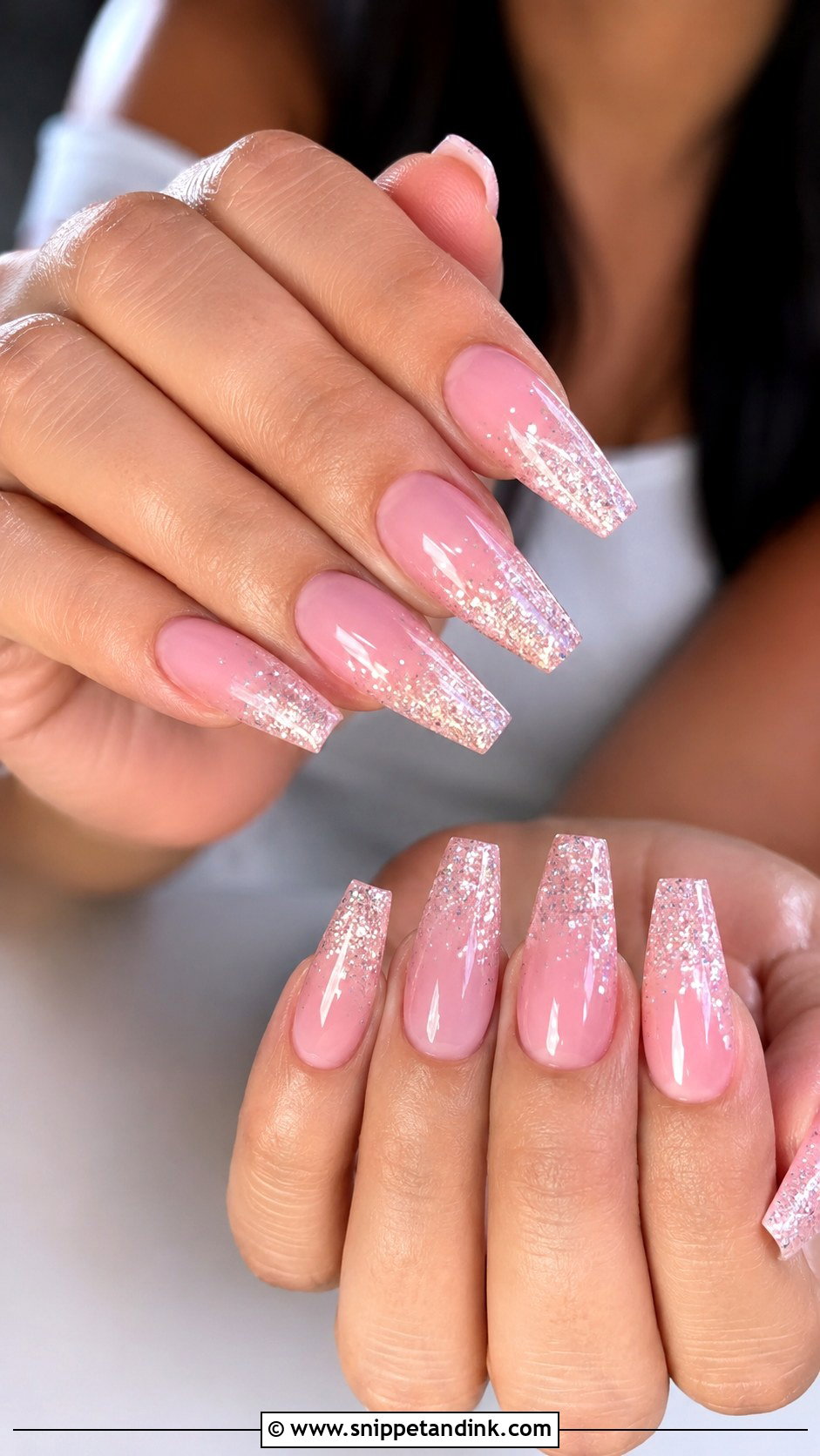 Pink Glitter Ombre Nail Extensions - Snippet and Ink - 20 Pink Nail Extension Designs for Wedding