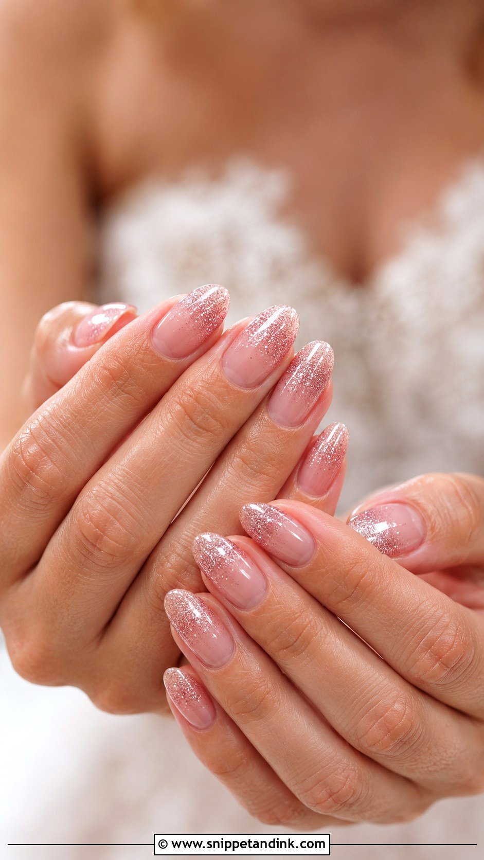 Pink Glitter Ombre Wedding Nails - Snippet and Ink - 20 Elegant Pink Wedding Nail Art Ideas