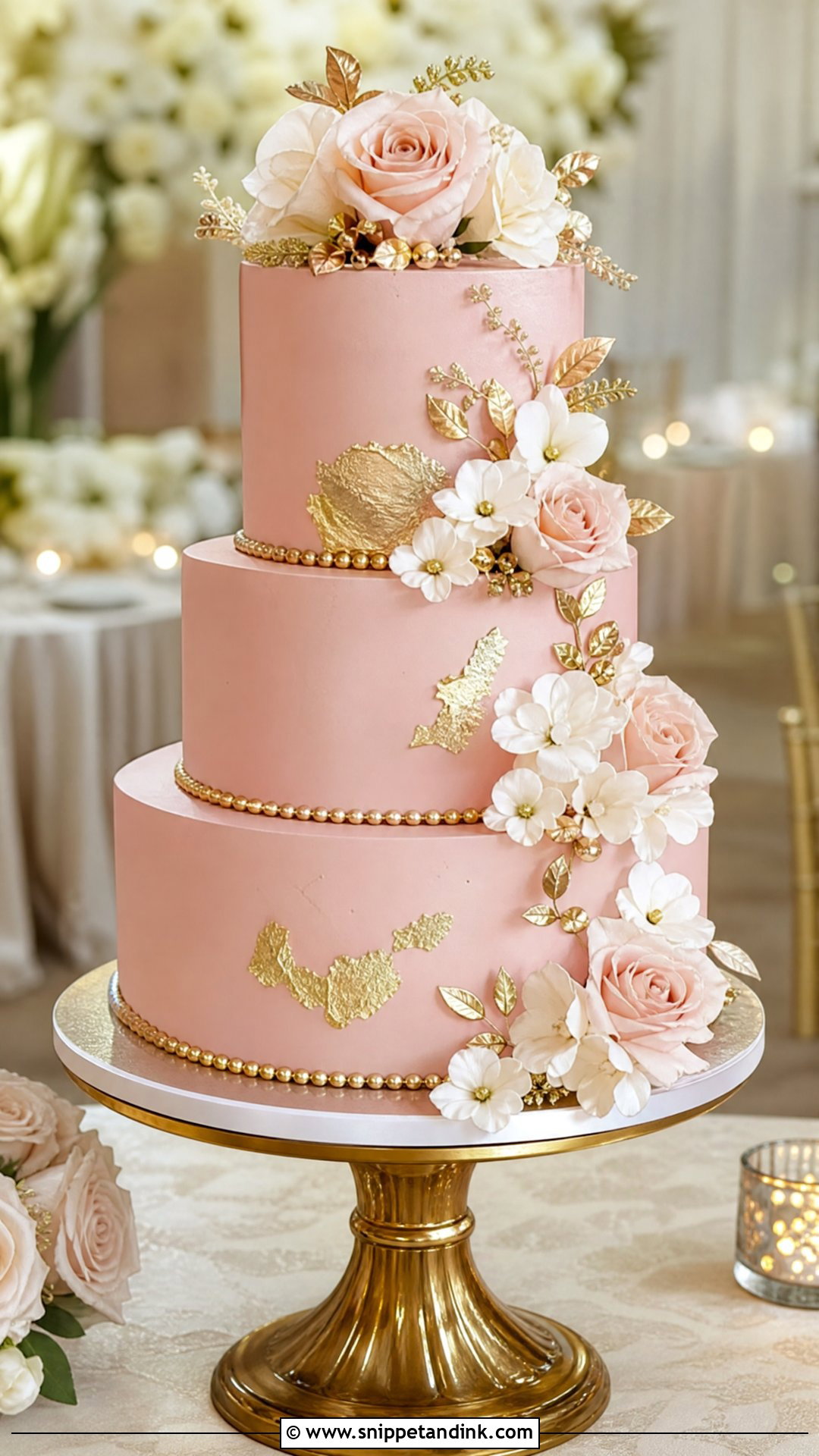 Pink Gold Wedding Cake - Snippet and Ink - 30 Pink Cakes for Wedding
