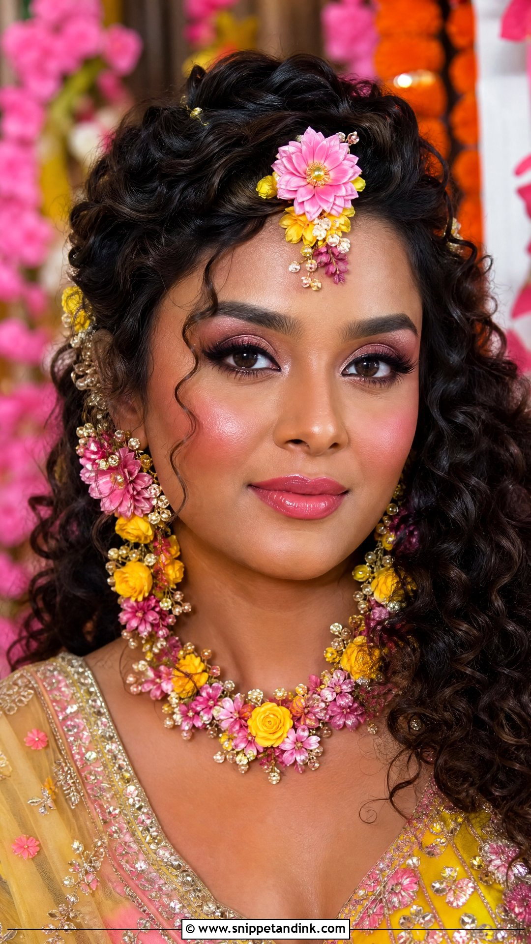Pink Haldi Bridal Makeup - Snippet and Ink - 25 Haldi Bridal Look Ideas