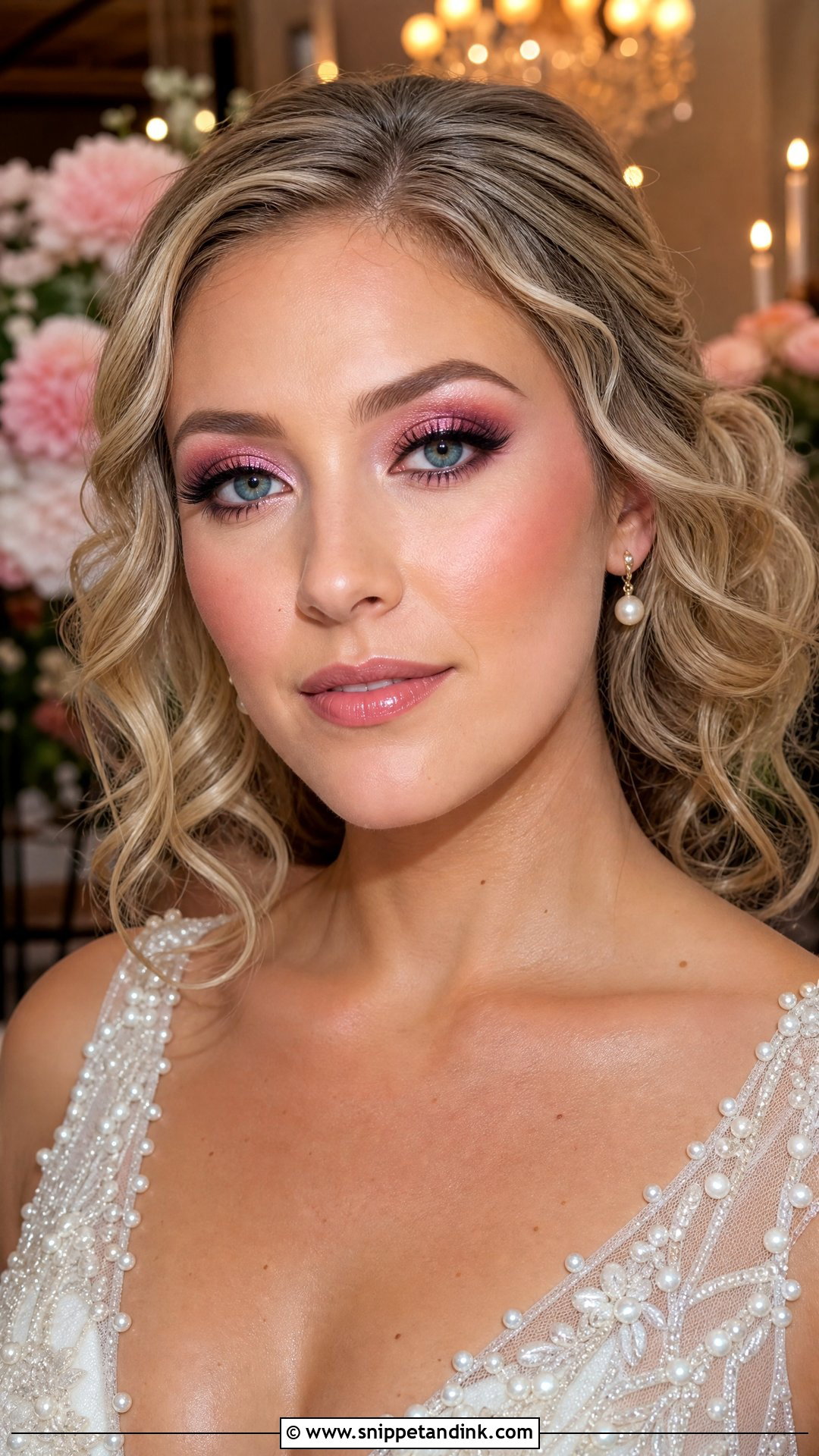 Pink Halo Eye Bridal Makeup - Snippet and Ink - 25 Pink Bridal Makeup Looks