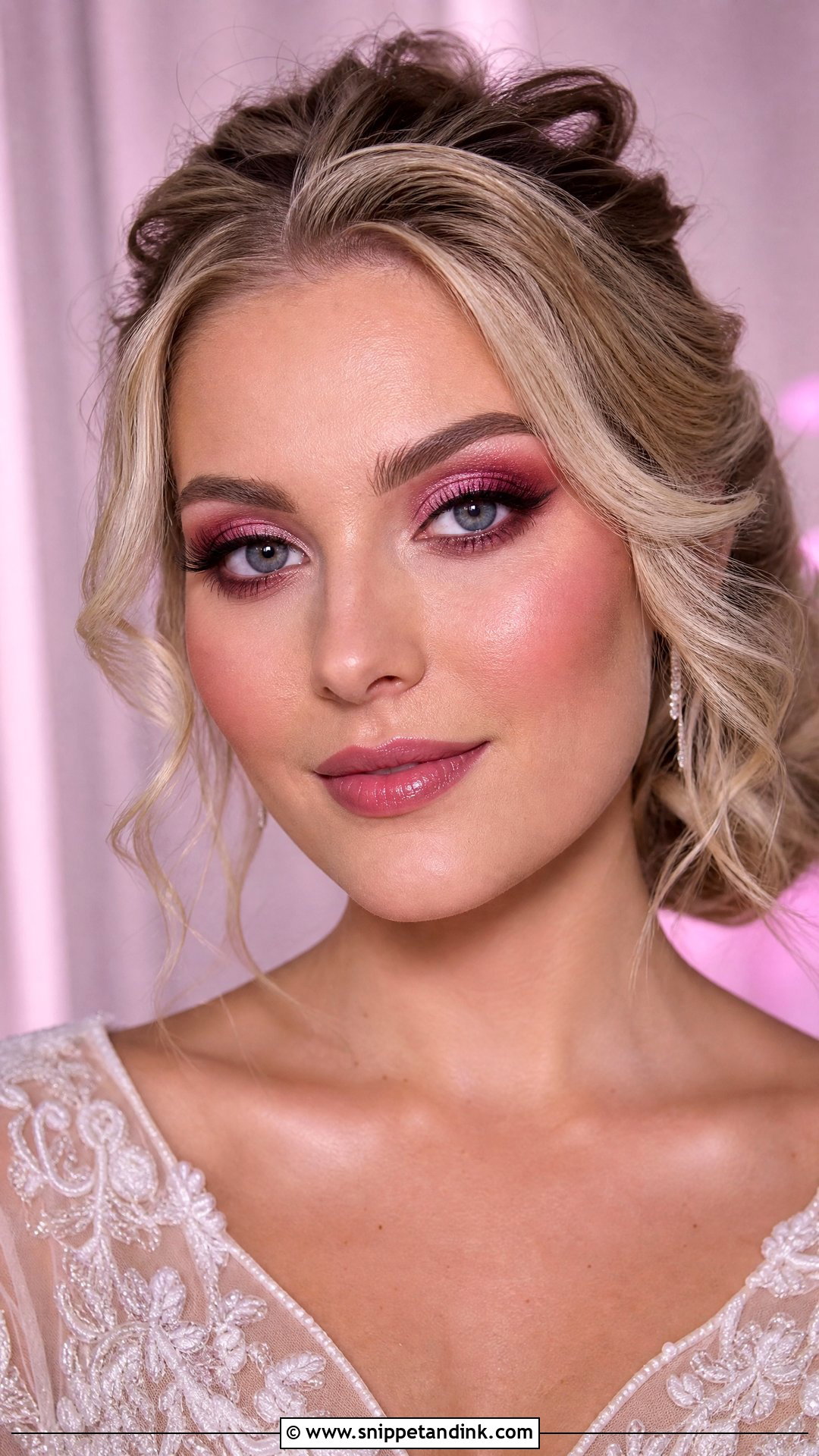Pink Halo Eye Wedding Makeup - Snippet and Ink - 20 Pink Makeup for Wedding Ideas