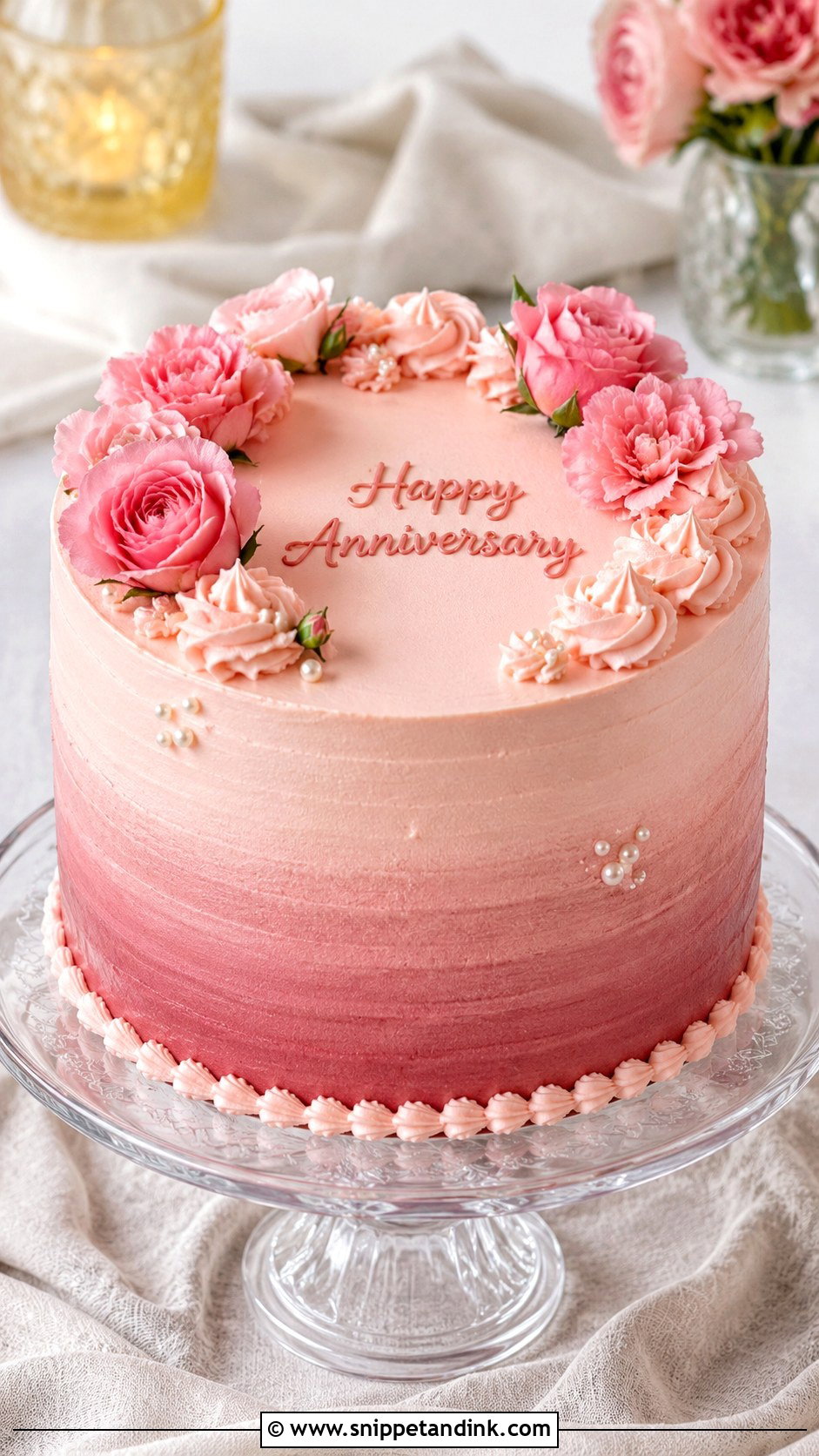 Pink Heart Anniversary Cake - Snippet and Ink - 20 Pink Anniversary Cake Ideas
