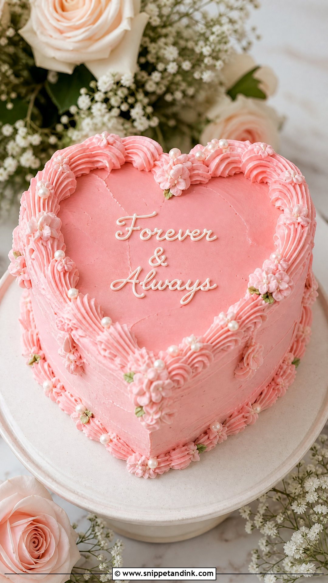 Pink Heart Buttercream Wedding Cake - Snippet and Ink - 25 Pink Heart Cake Ideas for Wedding