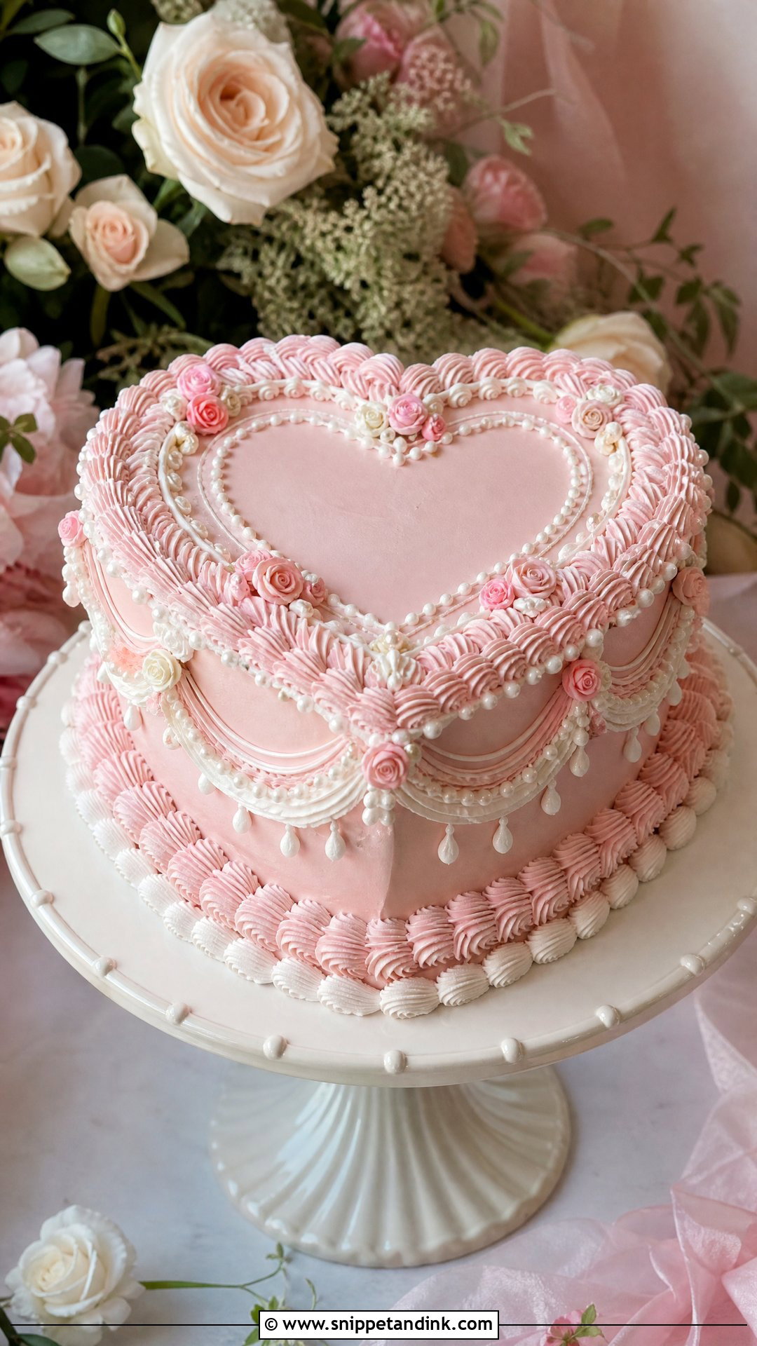 Pink Heart Lambeth Wedding Cake - Snippet and Ink - 25 Pink Heart Cake Ideas for Wedding