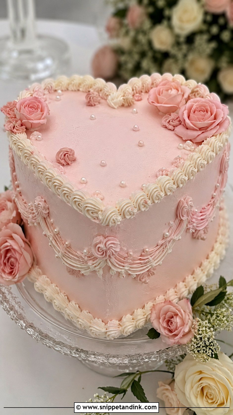 Pink Heart Shape Wedding Cake - Snippet and Ink - 20 Heart Shape Cake Ideas for Wedding