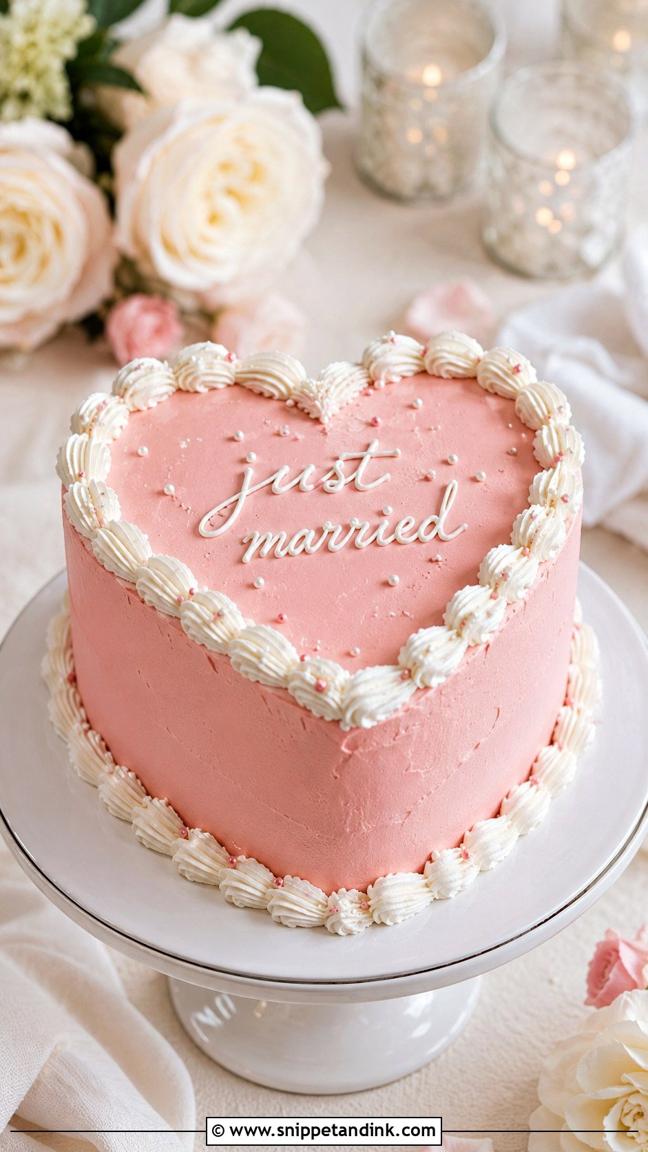 Pink Heart Shaped Wedding Cake - Snippet and Ink - 20 Simple Heart Shaped Wedding Cake Ideas